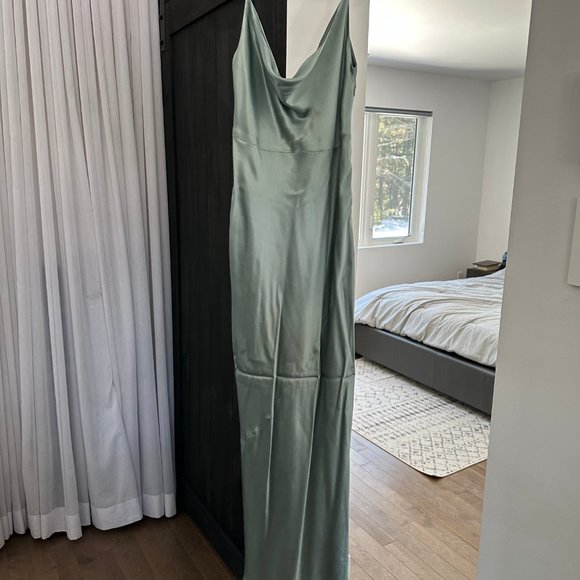 Belmont Dress by Park & Fifth in Satin Sage - Picture 9 of 10